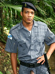Brazilian cop Bruno Loronha shows his cock