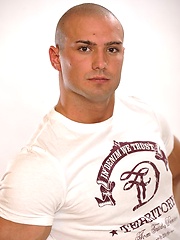 Bald muscle man naked