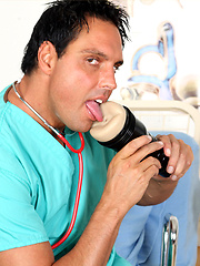 Doctor Marcello is probing his fleshlight with his hard cock