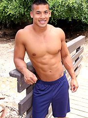 Hot muscle stud Immanuel plays with his uncut dick