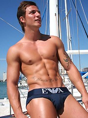 Two Naked Muscle Hunks Jerking Off On The Boat