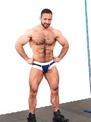 Hairy muscle pornstar Adam Champ