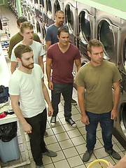 Rude punk gets gangbanged and shoved in the dryer at the laundromat