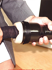 Feeling horny in his brand new fitted suit, Marcello tries out a fleshlight