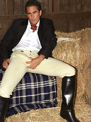 Horse riding gets this hot gay rider so turned on he masturbates in the stables
