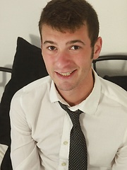 Sexy Sebastian Conally busts a nut onto his tie.