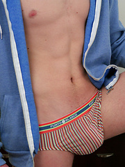 Shy boy shows his body