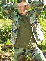 Straight military man outdoors