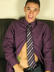 Sexy boy Christopher jerks off while wearing a tie.
