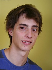 Fresh faced twink Lucas exposes his uncut cock.