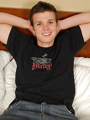 Smooth college guy Brady stroking his firm cock.