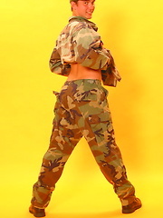 Czech young soldier stripping