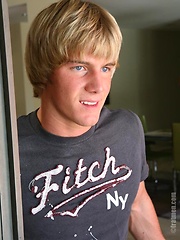 Blond jock Trey posing