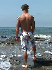 Cute stud Tommy jerking off dick