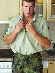 Czech soldier stripping