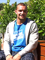 Muscle guys playing outdoors