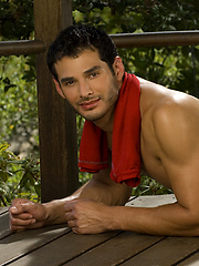 Hot muscle hunk shows his cock outdoors
