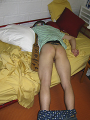 Horny college boy is blindfolded and fucked