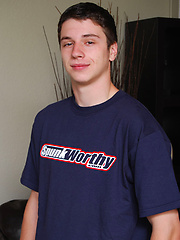Hot college twink Corey jacking off dick