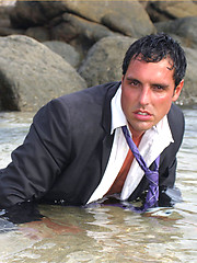 Marcello looking fucking gorgeous wearing a soaking wet business suit