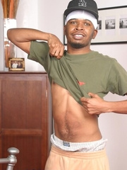 Ebony gay dude R Devil stripping