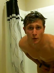 Blonde Surfer Brandon Parker Showers and Jerks Dick on Webcam Video