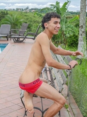 Columbian skinny twink Arty Alan shows his big uncut dick