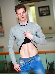 Young Mixed Martial Arts Expert Alex Shows off his Athletic & Ripped Body & Shoots Cum on his Chin!