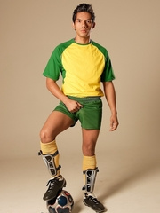 Brazilian soccer player shows his big uncut dick