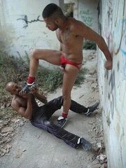 Latino muscle boy fucked by his black buddy