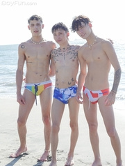 Skinny latino boys Xander Gomez, Milcon Tonso and Junior Jones having raw group sex