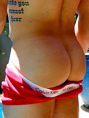Beefy Jesse Brooks Jerks OFF Outside Poolside
