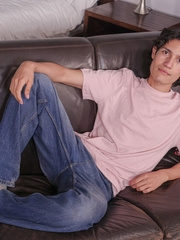 Sexy latino boy Danny Collins playing with his huge uncut dick