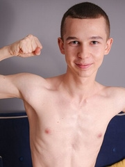 Skinny twink Martin Depp jacking off his dick